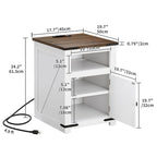 Moasis Farmhouse End Table with Charging Station, Sofa Side Side Table with USB and Storage