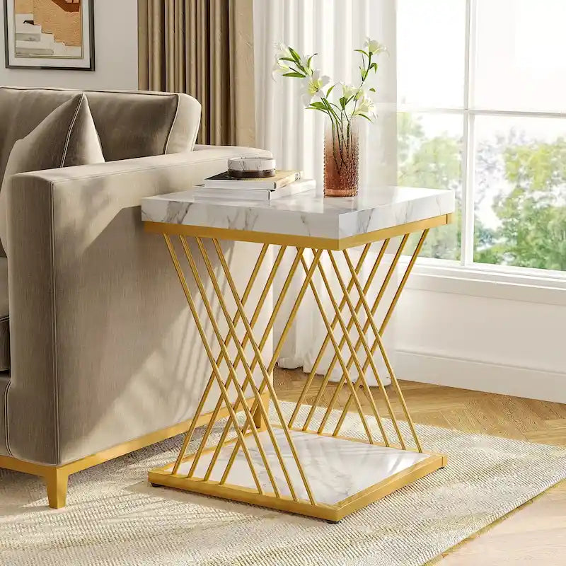 Square End Table,Mid-century Modern Bed Side Tables, Accent Table Living Room