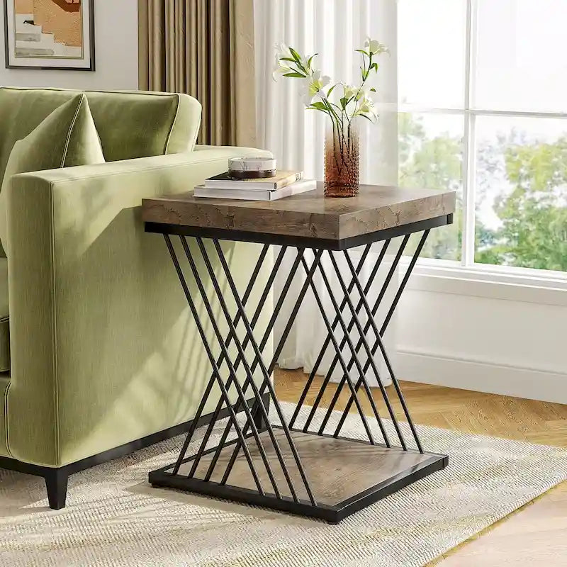 Square End Table,Mid-century Modern Bed Side Tables, Accent Table Living Room