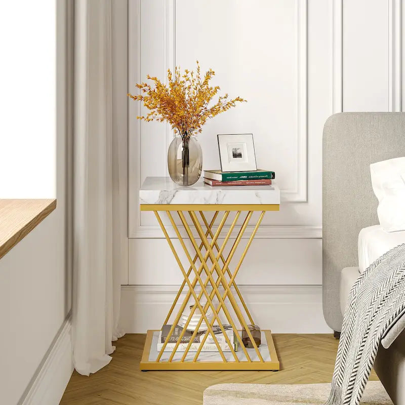 Square End Table,Mid-century Modern Bed Side Tables, Accent Table Living Room