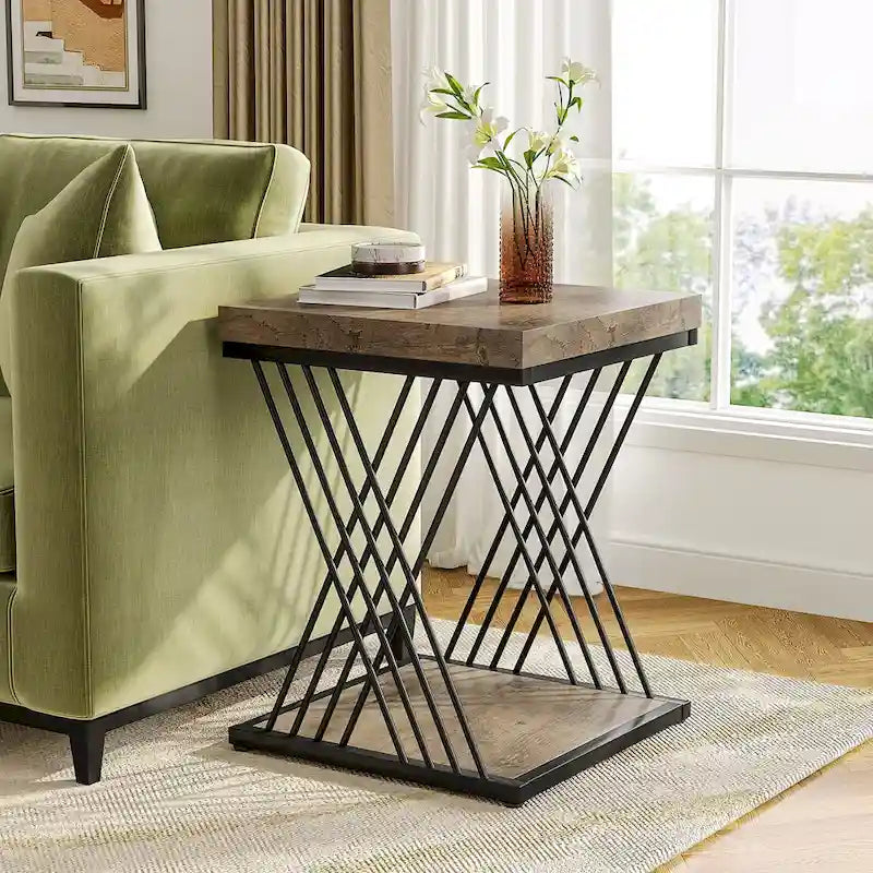 Square End Table,Mid-century Modern Bed Side Tables, Accent Table Living Room