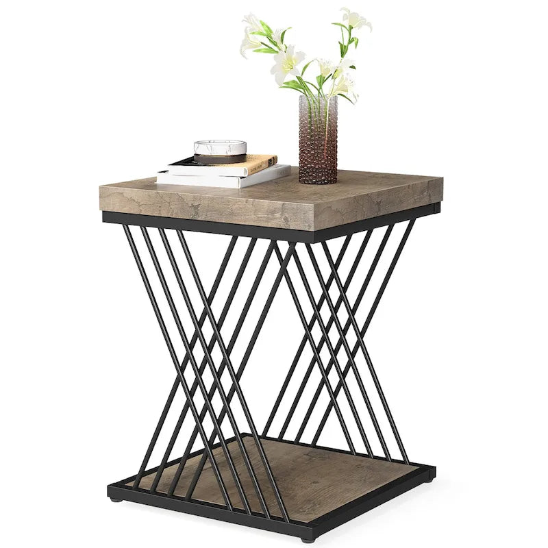 Square End Table,Mid-century Modern Bed Side Tables, Accent Table Living Room