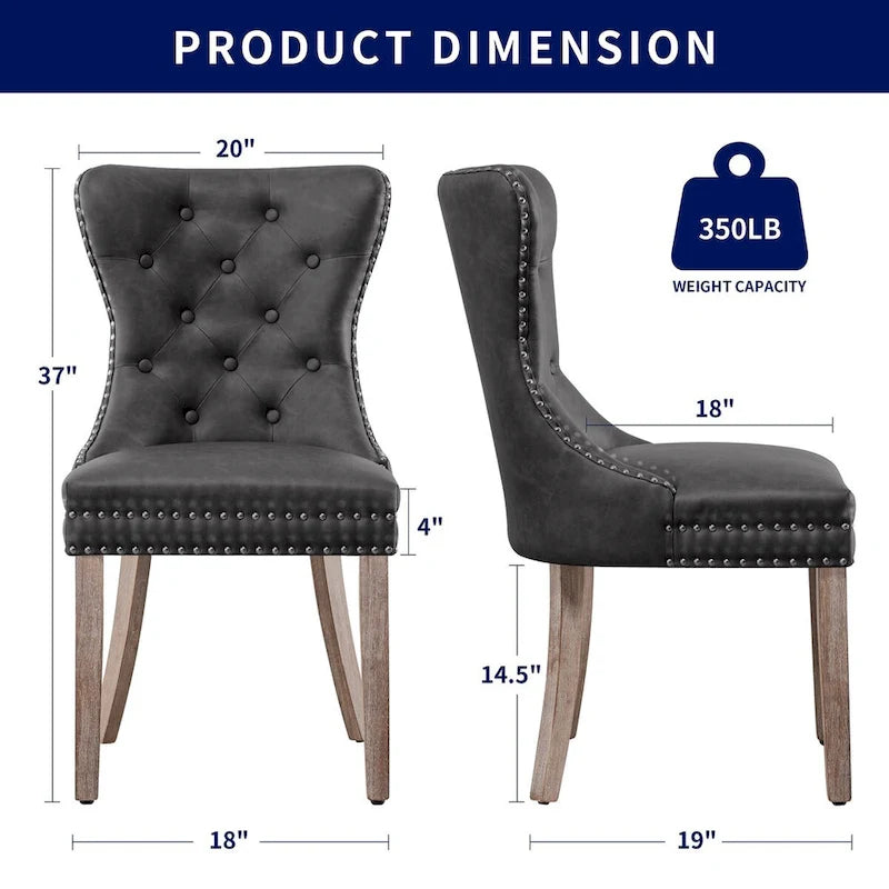 CHUN YI Faux Leather Modern Button Rivet Wing-back Dining Chair (Set of 2)