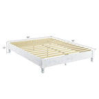 MUSEHOMEINC Solid Pine Wood 12 Slat Platform Rustic Bed Frame, Whitewashed, King - Whitewashed