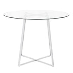 39.5 Clear Tempered Round Top Silver Chrome Legs Dining Table