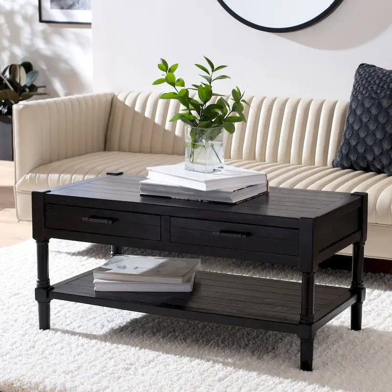 SAFAVIEH Alene 2-Drawer Bottom Shelf Coffee Table - 37.8 W x 19 L x 19 H - 38Wx19Dx19H