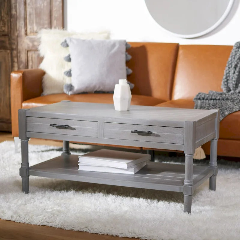 SAFAVIEH Alene 2-Drawer Bottom Shelf Coffee Table - 37.8 W x 19 L x 19 H - 38Wx19Dx19H