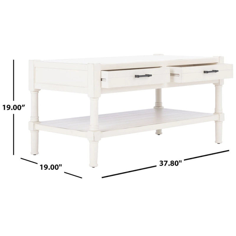 SAFAVIEH Alene 2-Drawer Bottom Shelf Coffee Table - 37.8 W x 19 L x 19 H - 38Wx19Dx19H