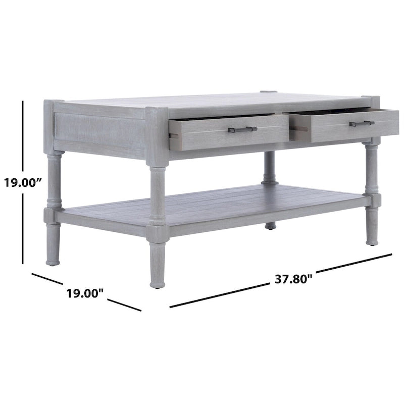 SAFAVIEH Alene 2-Drawer Bottom Shelf Coffee Table - 37.8 W x 19 L x 19 H - 38Wx19Dx19H