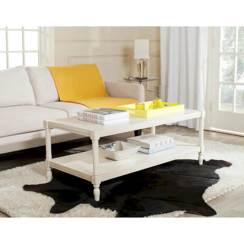 SAFAVIEH Eudora White Coffee Table - 47.2 x 23.6 x 18.9 - 47Wx24Dx19H
