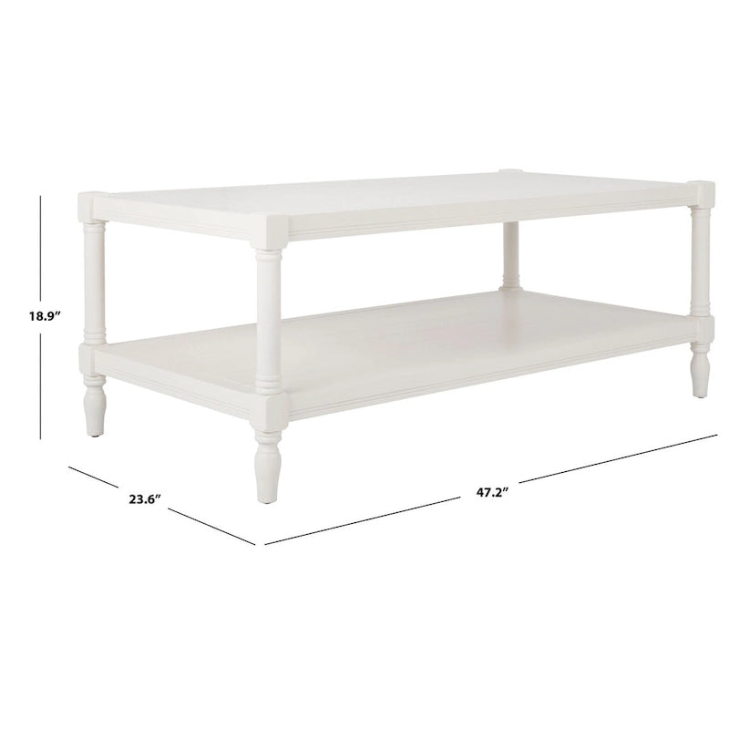 SAFAVIEH Eudora White Coffee Table - 47.2 x 23.6 x 18.9 - 47Wx24Dx19H