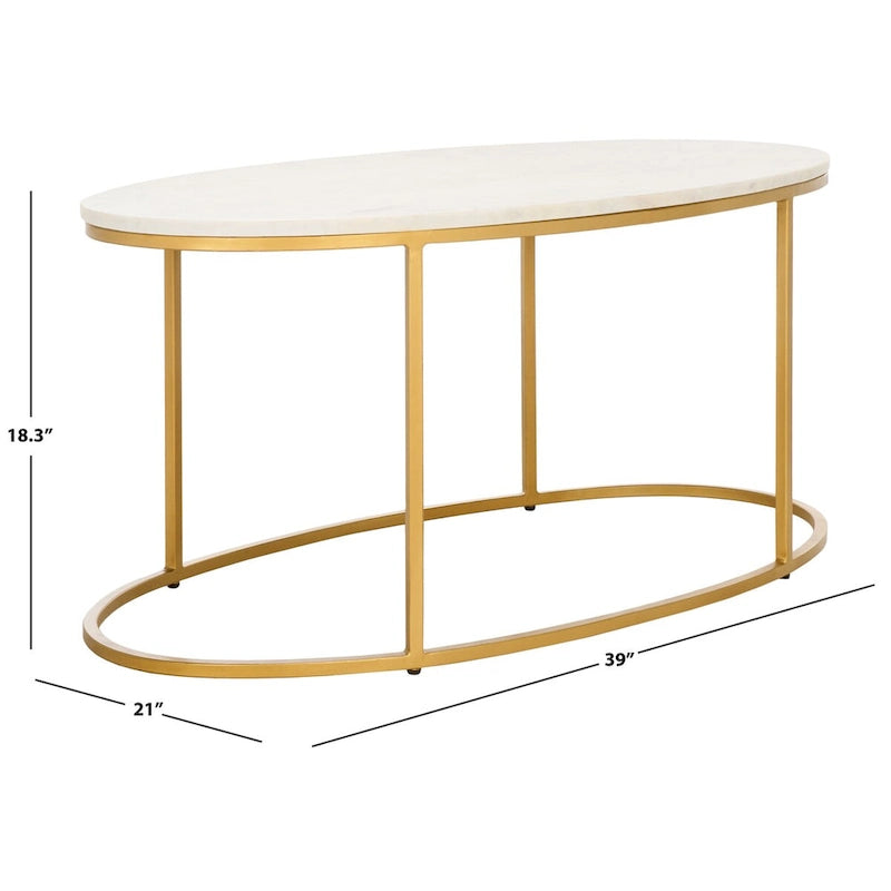 SAFAVIEH Florine Marble Coffee Table (Fully Assembled) - 39 In. W x 21 In. D x 18.3 In. H - 39Wx21Dx18H