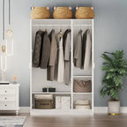 47.2W Armoire with Three Doors ,Two Clothes Rod ,Golden Floral Handle