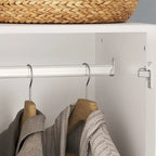 47.2W Armoire with Three Doors ,Two Clothes Rod ,Golden Floral Handle