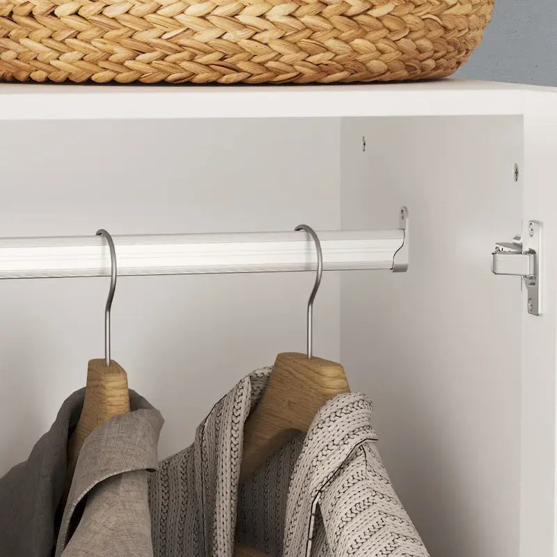 47.2W Armoire with Three Doors ,Two Clothes Rod ,Golden Floral Handle