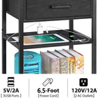 3 Tier Nightstand with Charge Station