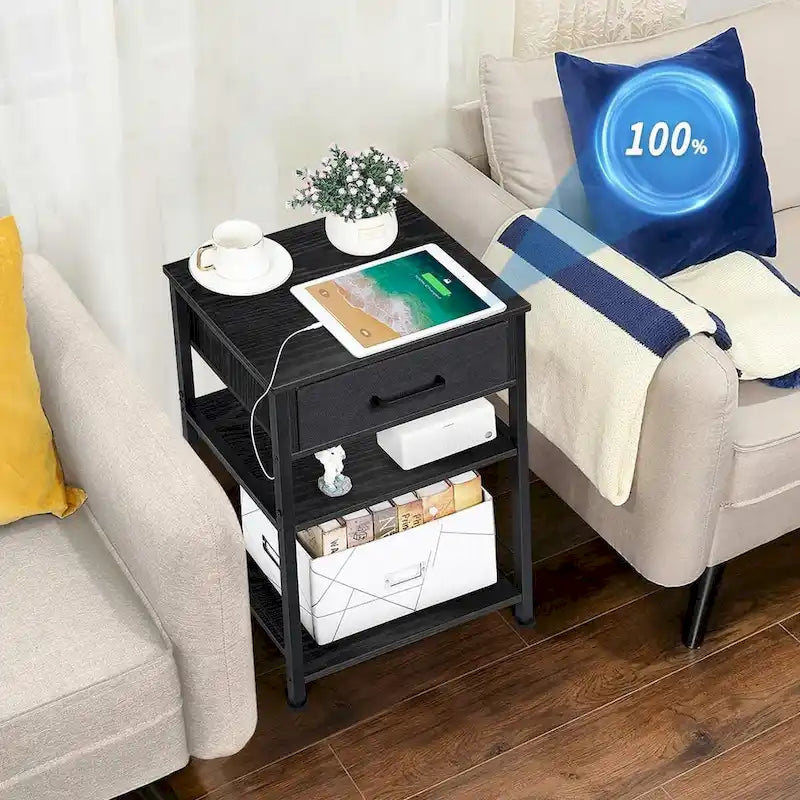 3 Tier Nightstand with Charge Station