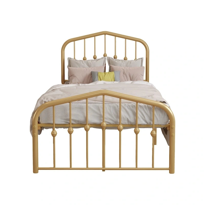 Goutwel Metal Platform Bed Frame with Vintage Headboard