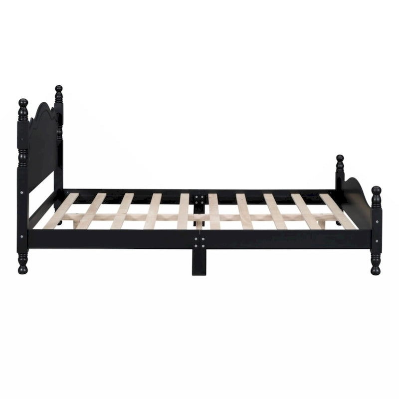 Full Size Wood Platform Bed Frame,Retro Style Platform Bed with Wooden Slat Support