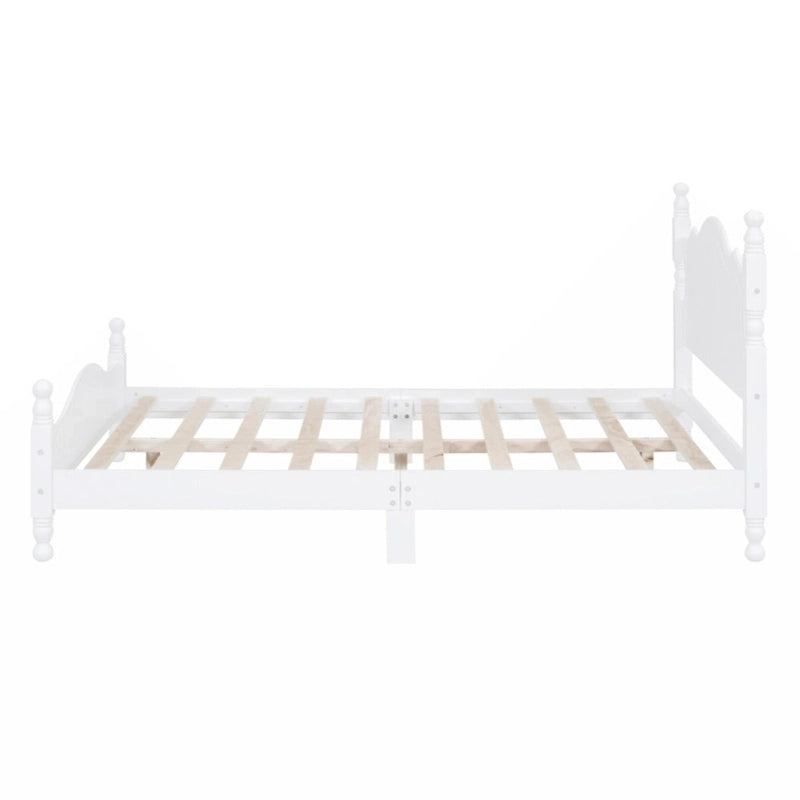 Full Size Wood Platform Bed Frame,Retro Style Platform Bed with Wooden Slat Support