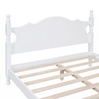 Full Size Wood Platform Bed Frame,Retro Style Platform Bed with Wooden Slat Support