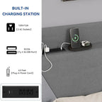 Moasis Queen Linen Bed Frame with Splice Geometry Headboard