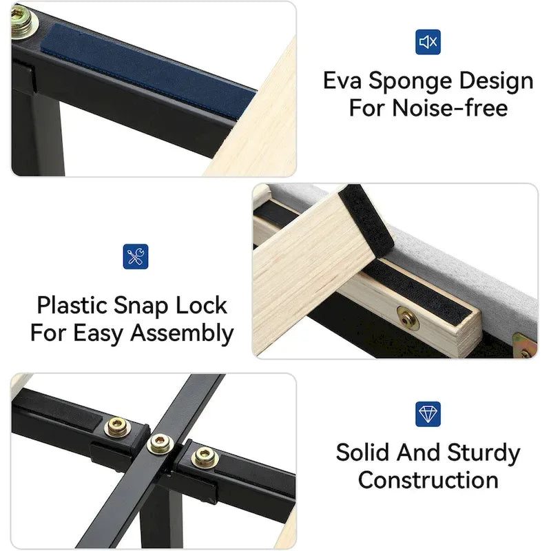 Moasis Queen Linen Bed Frame with Splice Geometry Headboard