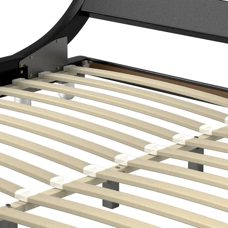 Moasis King Design Model PU Upholstered Led Bed Frame