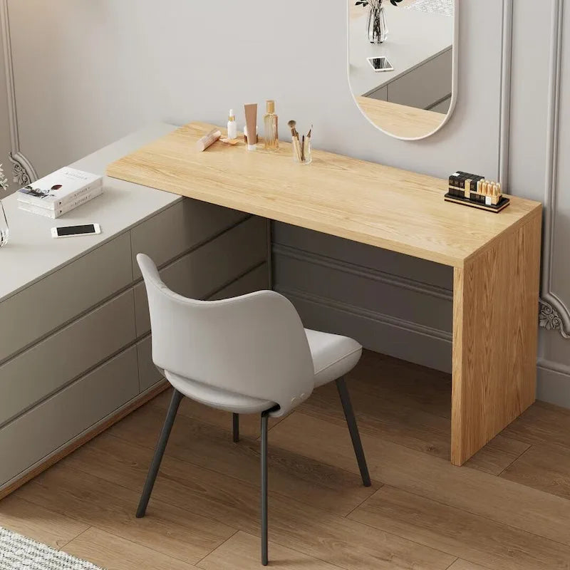 55.2 Inch White Corner L-Shaped Dressing Table with 6 Drawers Perfect for Bedrooms or Study Rooms
