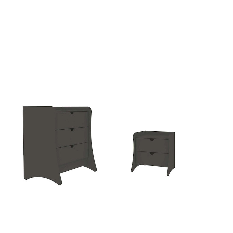 Manhattan Comfort Coney 2-Piece Mid-Century Modern Dresser and Nightstand Set