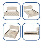 Queen Platform Bed with Twin Size Trundle and 2 USB Ports on each side
