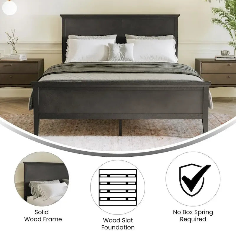 Solid Wood Platform Bed Frame with Headboard and Footboard