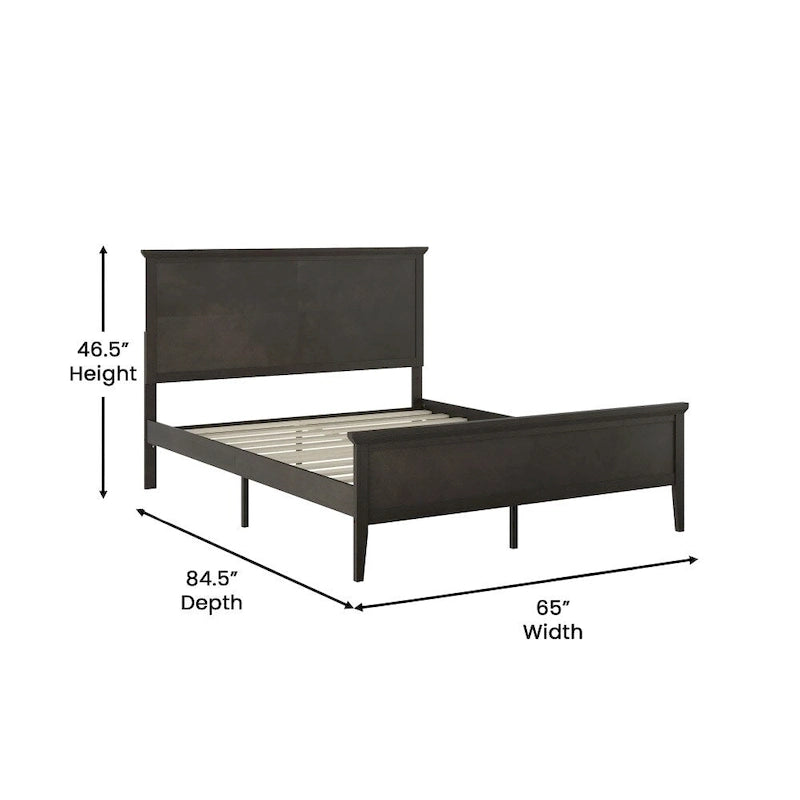 Solid Wood Platform Bed Frame with Headboard and Footboard