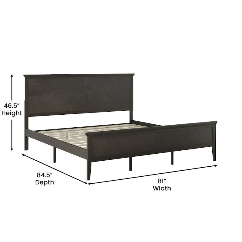 Solid Wood Platform Bed Frame with Headboard and Footboard