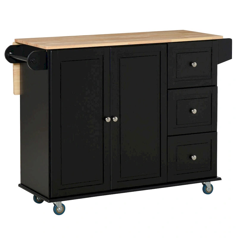 Mobile Kitchen Island with Drop Leaf