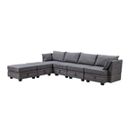 ModernU-Shape Modular Sectional Sofa, Convertible Sofa Bed with Reversible Chaise for Living Room, Storage Seat,6-piece