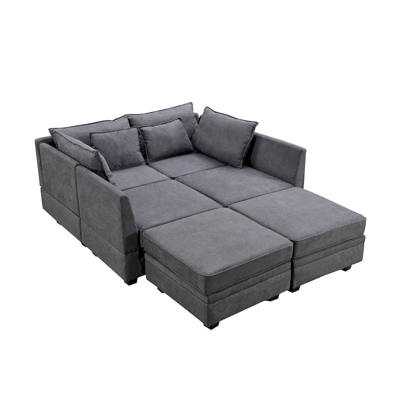 ModernU-Shape Modular Sectional Sofa, Convertible Sofa Bed with Reversible Chaise for Living Room, Storage Seat,6-piece