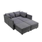 ModernU-Shape Modular Sectional Sofa, Convertible Sofa Bed with Reversible Chaise for Living Room, Storage Seat,6-piece