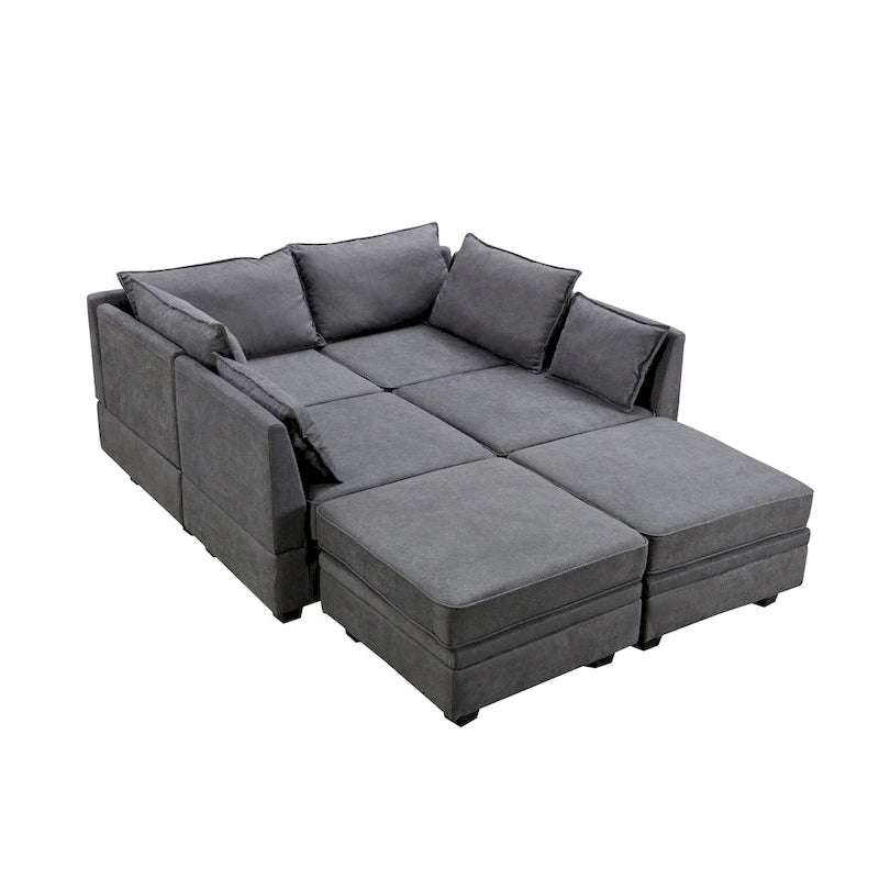 ModernU-Shape Modular Sectional Sofa, Convertible Sofa Bed with Reversible Chaise for Living Room, Storage Seat,6-piece