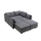 ModernU-Shape Modular Sectional Sofa, Convertible Sofa Bed with Reversible Chaise for Living Room, Storage Seat,6-piece