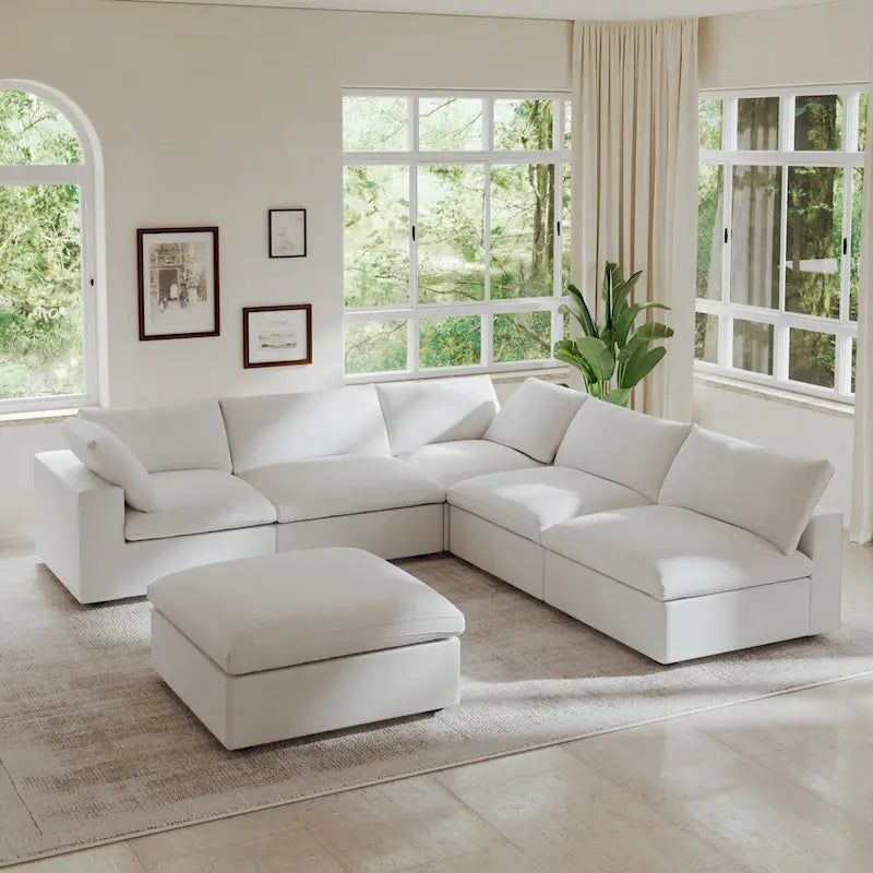 Commix Down Filled Corner Sectional Sofa 5-seats Couch with Ottoman