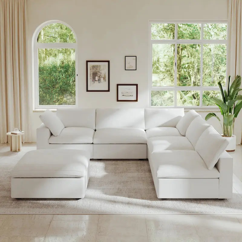 Commix Down Filled Corner Sectional Sofa 5-seats Couch with Ottoman