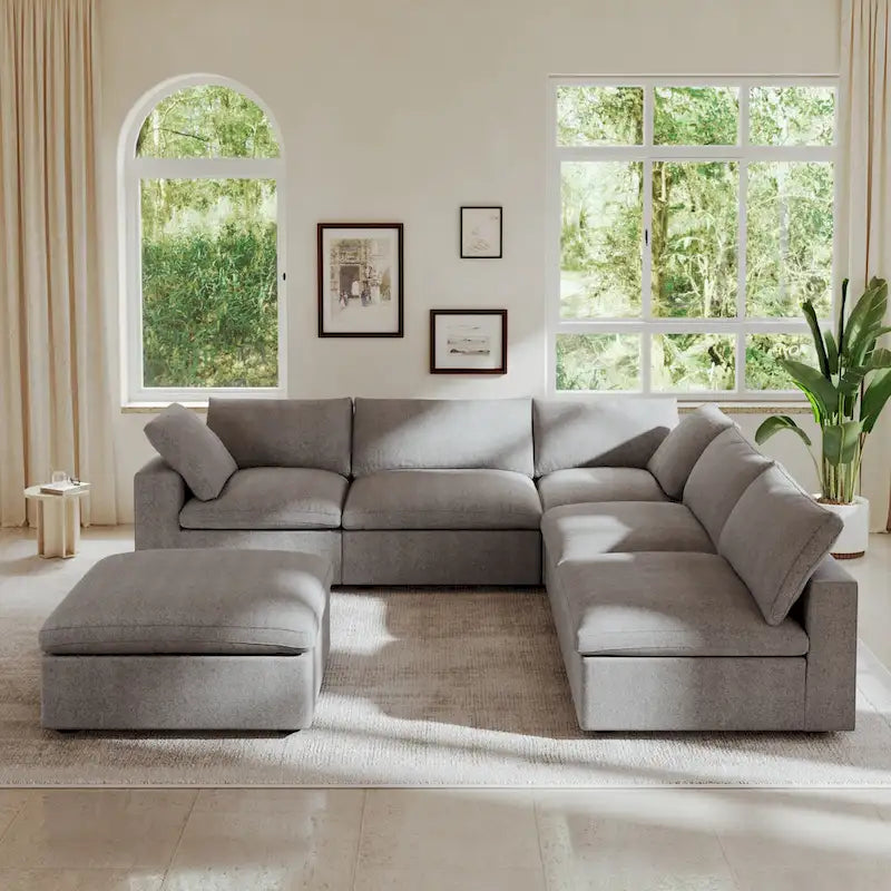 Commix Down Filled Corner Sectional Sofa 5-seats Couch with Ottoman