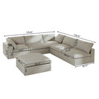 Commix Down Filled Corner Sectional Sofa 5-seats Couch with Ottoman