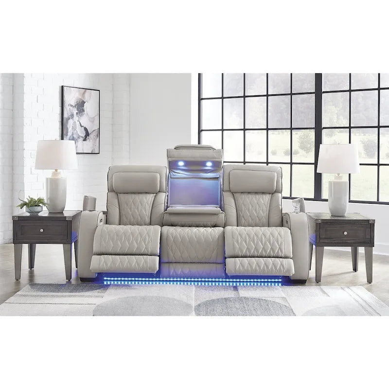 Signature Design by Ashley Boyington Gray Power Reclining Sofa - 86 W x 38.5 D x 44.5 H