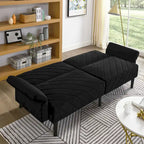 87 Velvet Convertible Folding Sofa Bed with Adjustable Armrests