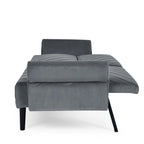 87 Velvet Convertible Folding Sofa Bed with Adjustable Armrests
