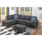 Alger 98-inch Wide Left Hand Facing Sofa with Chaise and Ottoman - 98W x 71D x 33H