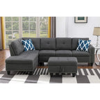 Alger 98-inch Wide Left Hand Facing Sofa with Chaise and Ottoman - 98W x 71D x 33H