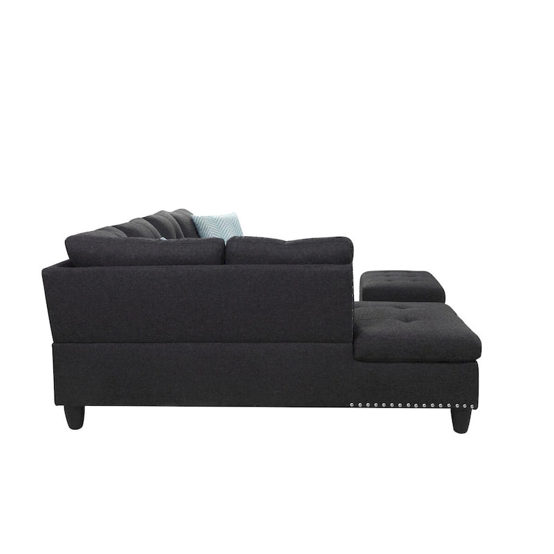 Alger 98-inch Wide Left Hand Facing Sofa with Chaise and Ottoman - 98W x 71D x 33H